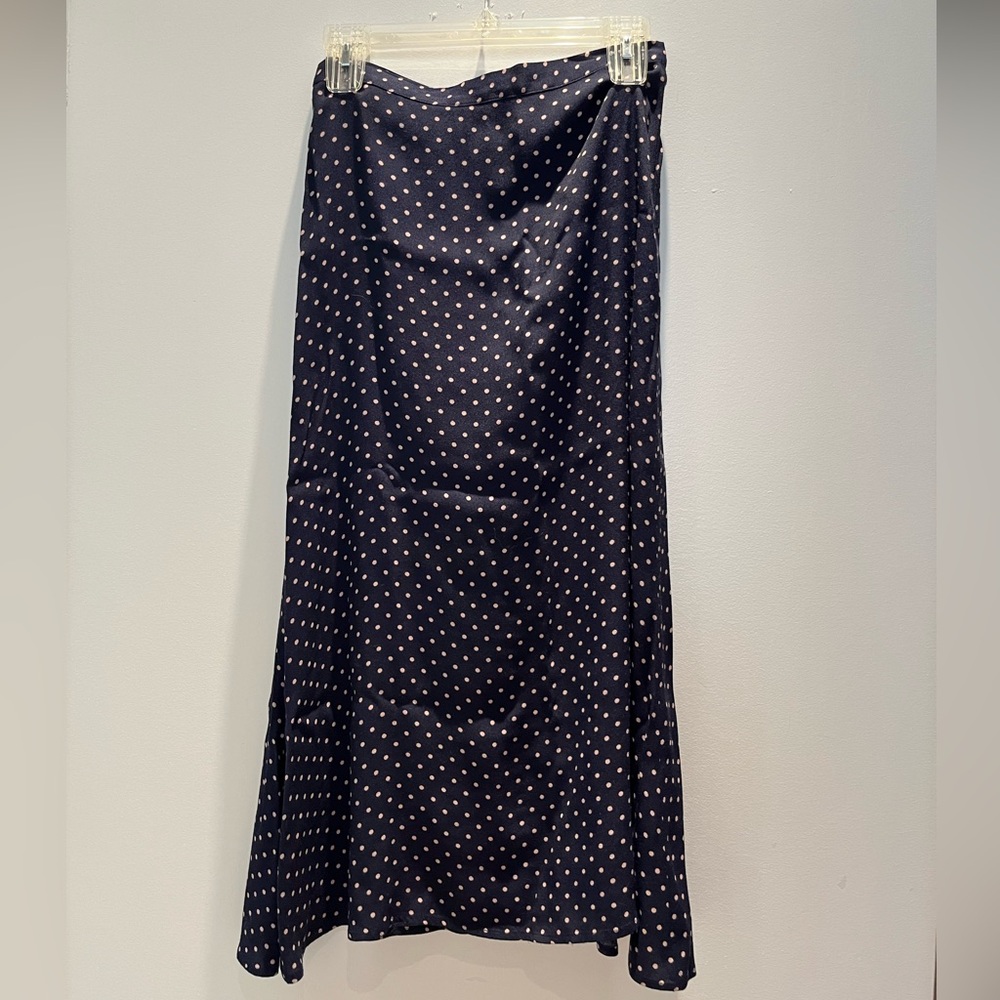 Reformation Navy Maxi Skirt with White Dots